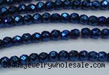 CHE695 15.5 inches 2mm faceted round plated hematite beads