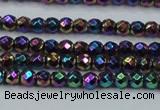 CHE696 15.5 inches 2mm faceted round plated hematite beads