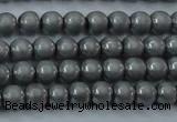 CHE720 15.5 inches 4mm round matte plated hematite beads wholesale