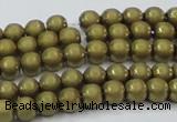 CHE722 15.5 inches 4mm round matte plated hematite beads wholesale