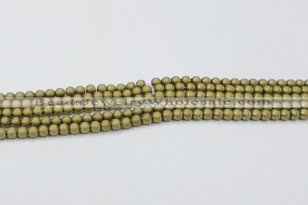 CHE722 15.5 inches 4mm round matte plated hematite beads wholesale