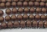 CHE723 15.5 inches 4mm round matte plated hematite beads wholesale