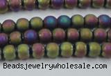 CHE725 15.5 inches 4mm round matte plated hematite beads wholesale