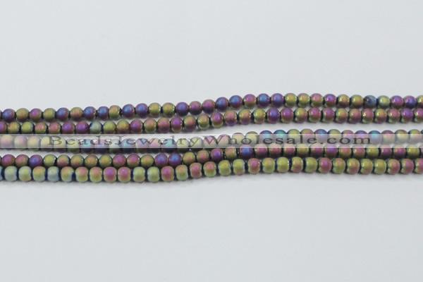 CHE725 15.5 inches 4mm round matte plated hematite beads wholesale