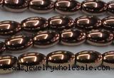 CHE743 15.5 inches 5*8mm rice plated hematite beads wholesale