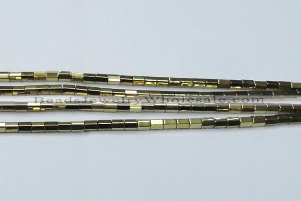 CHE752 15.5 inches 5*8mm faceted tube plated hematite beads