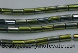 CHE762 15.5 inches 2*4mm tube plated hematite beads wholesale