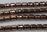 CHE788 15.5 inches 4*4.5mm drum plated hematite beads wholesale