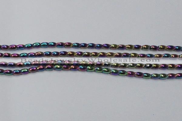 CHE796 15.5 inches 3*5mm rice plated hematite beads wholesale