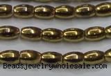 CHE811 15.5 inches 5*8mm rice plated hematite beads wholesale