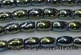 CHE814 15.5 inches 5*8mm rice plated hematite beads wholesale