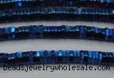 CHE831 15.5 inches 1*2mm hexagon plated hematite beads wholesale