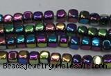 CHE852 15.5 inches 2*2mm dice platedhematite beads wholesale