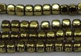 CHE868 15.5 inches 4*4mm dice platedhematite beads wholesale