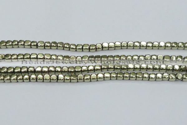 CHE876 15.5 inches 3*3mm dice plated hematite beads wholesale