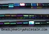 CHE891 15.5 inches 2*2mm faceted tube plated hematite beads wholesale