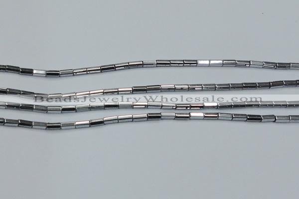 CHE905 15.5 inches 2*4mm faceted tube plated hematite beads wholesale