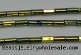 CHE909 15.5 inches 2*4mm faceted tube plated hematite beads wholesale