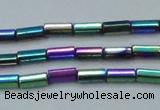 CHE910 15.5 inches 2*4mm faceted tube plated hematite beads wholesale