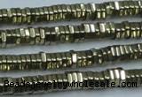 CHE915 15.5 inches 1*4mm hexagon plated hematite beads wholesale