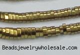 CHE931 15.5 inches 1*2*3mm oval plated hematite beads wholesale