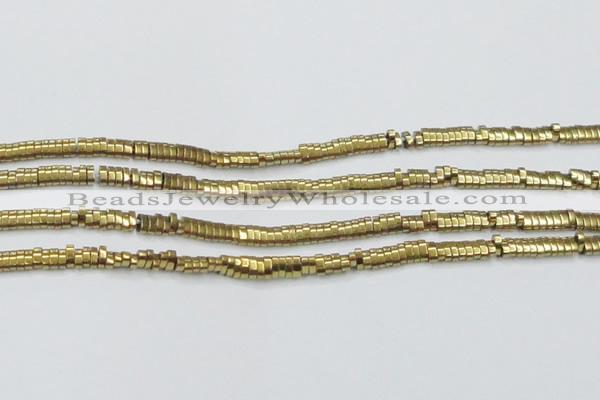 CHE931 15.5 inches 1*2*3mm oval plated hematite beads wholesale