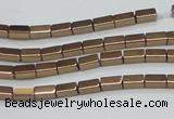 CHE955 15.5 inches 2*4mm cuboid plated hematite beads wholesale