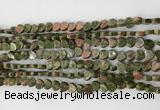 CHG100 15.5 inches 6mm flat heart unakite gemstone beads wholesale