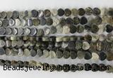 CHG112 15.5 inches 6mm flat heart black silver leaf beads wholesale