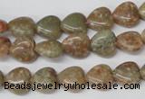 CHG14 15.5 inches 10*10mm heart New unakite gemstone beads wholesale