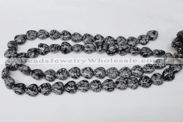 CHG37 15.5 inches 12*12mm heart snowflake obsidian beads wholesale