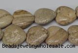 CHG41 15.5 inches 14*14mm heart picture jasper beads wholesale