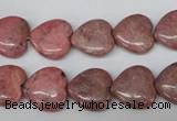 CHG42 15.5 inches 14*14mm heart rhodochrosite beads wholesale