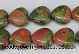 CHG48 15.5 inches 14*14mm heart unakite gemstone beads wholesale