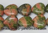 CHG60 15.5 inches 16*16mm heart unakite gemstone beads wholesale