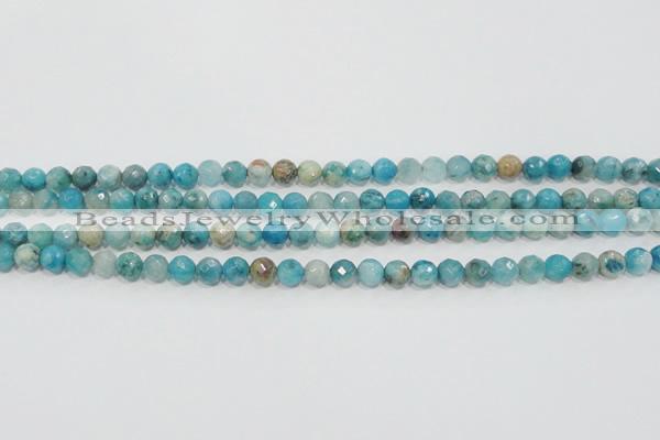 CHM211 15.5 inches 6mm faceted round blue hemimorphite beads