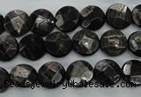 CHS17 15.5 inches 10mm faceted coin natural hypersthene beads