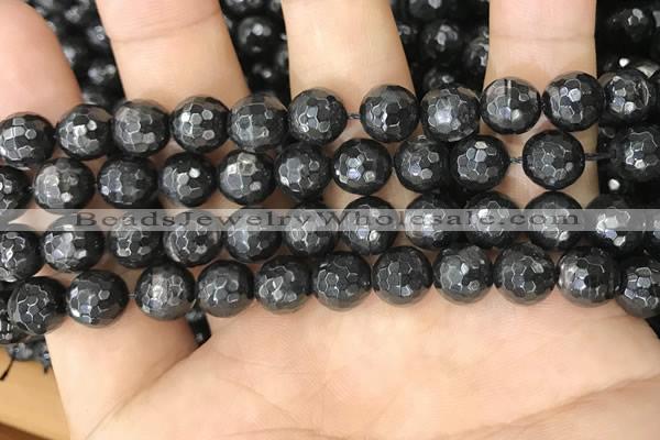 CHS45 15.5 inches 8mm faceted round natural hypersthene beads