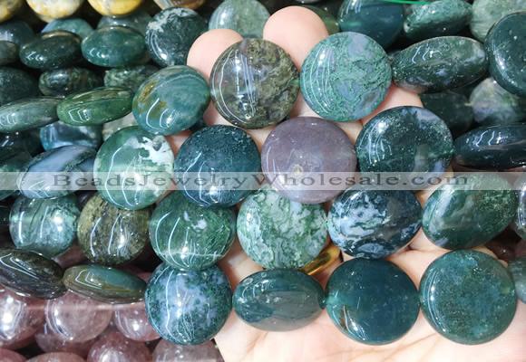 CIBS07 15 inches 20mm coin moss agate gemstone beads wholesale