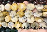 CIBS11 15 inches 20mm coin yellow crazy agate gemstone beads wholesale