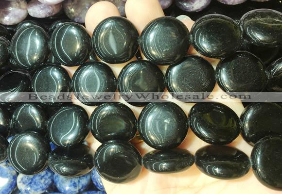 CIBS15 15 inches 20mm coin black obsidian gemstone beads wholesale