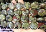 CIBS17 15 inches 20mm coin dragon blood jasper gemstone beads wholesale