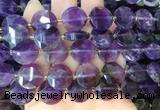 CIBS48 15 inches 15mm faceted coin amethyst beads wholesale CIBS48 15 inches 15mm faceted coin amethyst beads wholesale