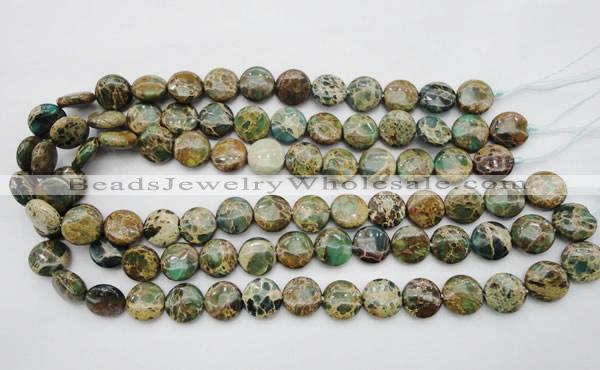 CIJ29 15.5 inches 14mm flat round impression jasper beads wholesale