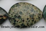 CIJ40 15.5 inches 30*40mm flat teardrop impression jasper beads wholesale