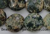 CIJ46 15.5 inches 20mm flat round impression jasper beads wholesale