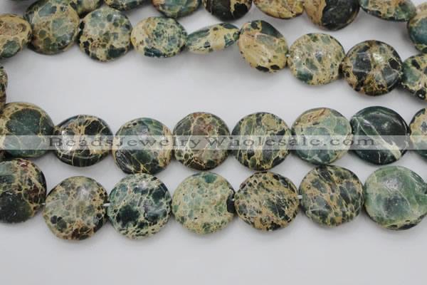 CIJ46 15.5 inches 20mm flat round impression jasper beads wholesale