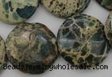 CIJ47 15.5 inches 25mm flat round impression jasper beads wholesale