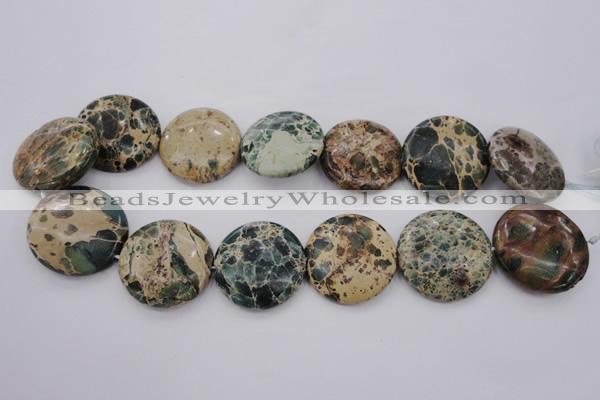 CIJ48 15.5 inches 30mm flat round impression jasper beads wholesale