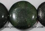 CIS18 15.5 inches 35mm flat round green iron stone beads wholesale